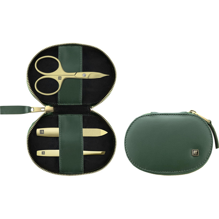 Набір для манікюру та педикюру ZWILLING 3 шт., комбіновані ножиці для нігтів, етикетка з веганської шкіри яблука, зелений