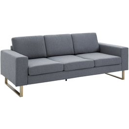 HOMCOM 3-Seater Upholstered Sofa, Fabric Sofa, Living Furniture, TV Chair, Cushions, Armrests, Linen, Dark Grey, 200 x 82 x 78 cm | Aosom