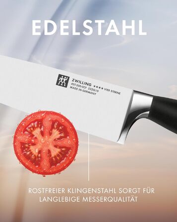 Кухонний ніж Zwilling Vier Sterne 20 см, нержавіюча сталь, Made in Germany