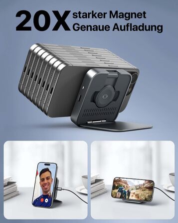 Бездротова зарядка MagSafe для Apple Watch та iPhone (сірий колір), сумісна з iPhone 16 15 14 13 12, iWatch Series, AirPods Pro 3 2