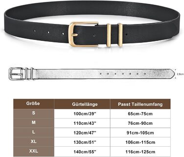 Жіночий шкіряний ремінь JasGood з золотою пряжкою, чорний колір, розмір M (76-90 см)