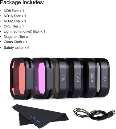 Фільтри SOONSUN CPL, ND8, ND16, ND32 для GoPro Hero 12, 11, 10, 9 - Набір нейтральних фільтрів та поляризатора, захист об'єктива, 4 шт.