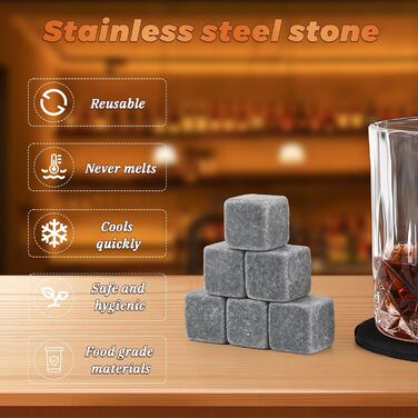 Набір склянок для віскі з кубиками охолодження та підставками, подарунок для чоловіків