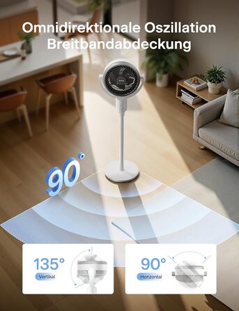 Вентилятор торнадо PELONIS з пульт дистанційного керування, дисплеєм, 3D циркуляцією, тихий (36.5dB), потужний (10м повітряний потік), регульована висота (60/111см), 4 швидкості, таймер, знімна решітка, поворотний, 92см, чорний