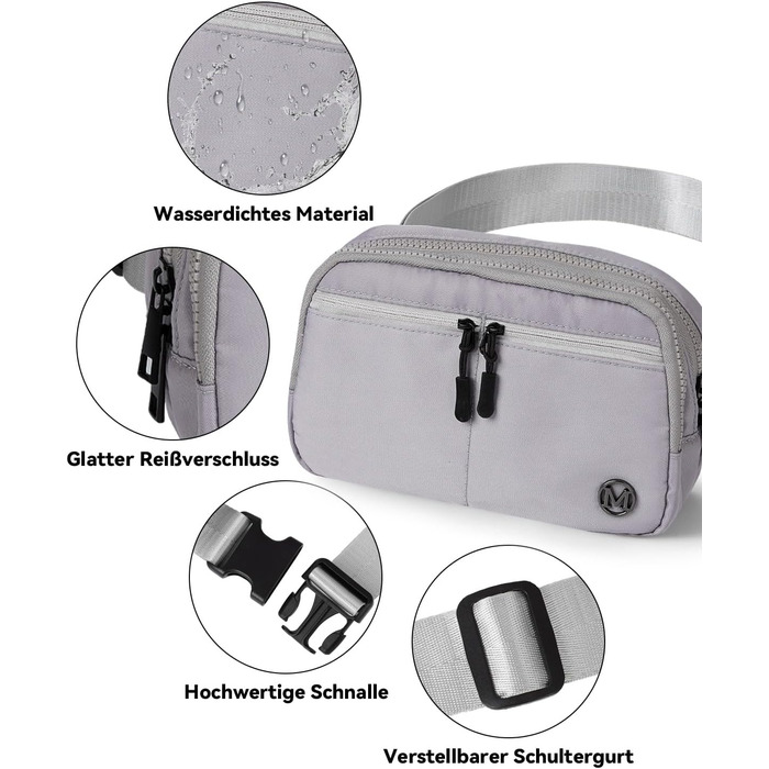 Гірчатка Mokze Bauchtasche 2L: стильна поясна сумка для чоловіків та жінок - водонепроникна, для бігу, велоспорту, подорожей, Marineblau (Grey)
