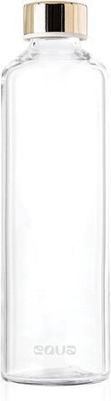 EQUA large drinking bottle with faux leather cover, 750 ml, made of borosilicate glass, BPA-free and leak-proof. (Golden)
