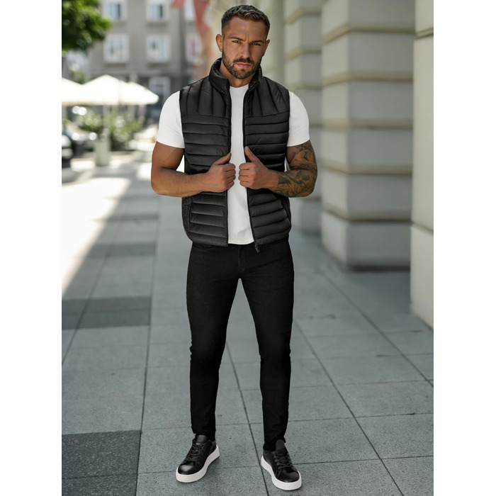 Чоловіча степкова жилетка OZONEE з капюшоном, чорна, артикул 777/892KA