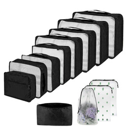 Органайзер для валізи 12 шт., комплект водонепроникних кубиків для подорожей, сімейних поїздок, зберігання вдома (Чорний, 12 шт.)