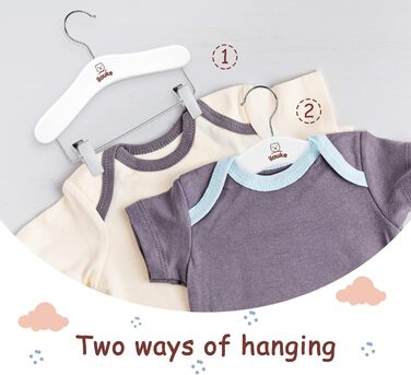 Дерев'яні вішалки для одягу з затискачами для малюків, 12 шт., класичні та міцні, білі, 25 см, для дітей 25 x 20.5 см