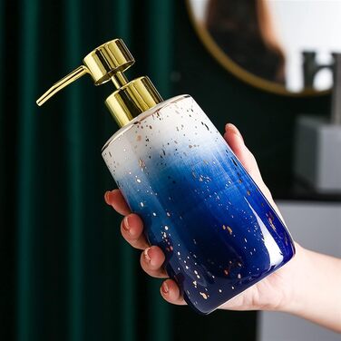 Набір аксесуарів для ванної кімнати GIBZ: мильниця, тримач для зубних щіток, дозатор мила, стаканчик. Кераміка, блакитний колір