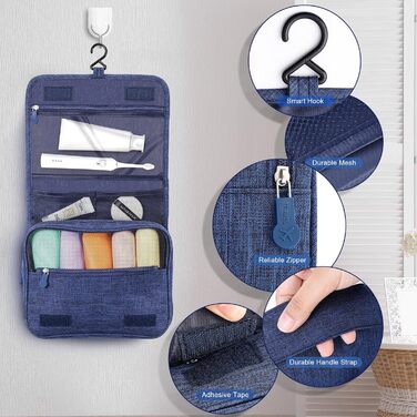 AiQInu Сумка для туалетних речей з гачком, унісекс, складана, для подорожей, турквезева