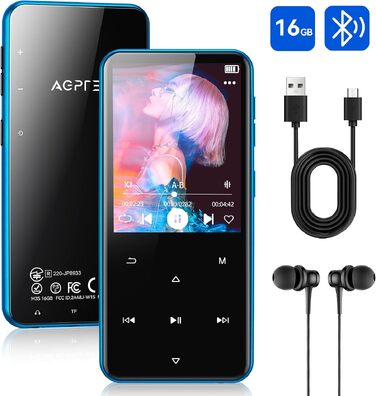MP3 плеєр AGPTEK 16GB з Bluetooth 5.3, 2.4