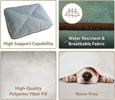 Ліжко для собак Ellie-Bo, XXL, 117x75x10 см, зелене, водонепроникний матеріал, м'яка та миюча подушка