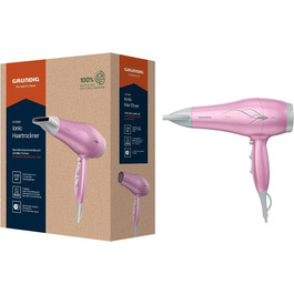 Фен GRUNDIG HD 6280: 2200 Вт, іонізація, керамічне покриття, олія лотоса, 3 режими, холодний струмінь, рожевий/срібний, 2023 модель