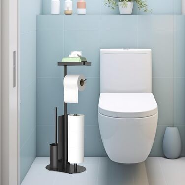 Підставка для туалетного паперу настільна з боксом для серветок, нержавіюча сталь, чорний матовий