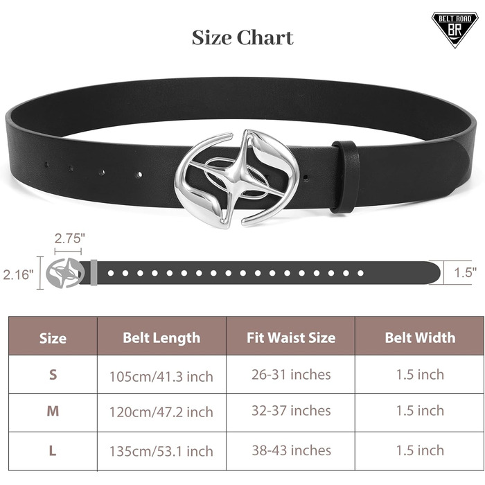 Жіночий ремінь-корсет з блискітками та заклепками в стилі кантрі, шкіряний ремінь y2k для джинсів (Чорний зірка, розмір 106-119 см)
