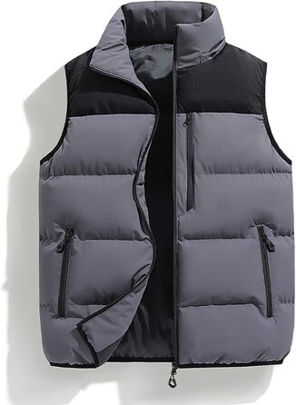 Чоловіча пухова жилетка з капюшоном, тепла безрукавка для зими, туризму та повсякденного носіння (4XL, сіра)