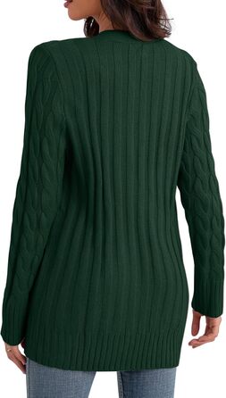 Жіночий в'язаний кардиган GRECEREE з кишенями та ґудзиками, великий розмір, білий (XL, темно-зелений)