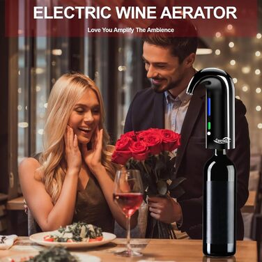 Cosyall Electric Wine Decanter, Electric Wine Aerator, One-Button Automatic Wine Dispenser, Fast Oxygen Enrichment for Red Wine, Wine Enhancer for Family Gatherings Gift (Black)