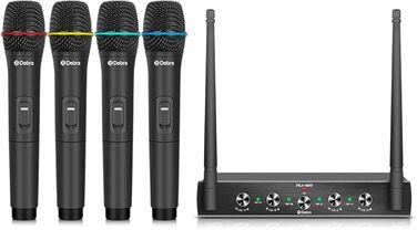 Набір мікрофонів D Debra 4-х канальний UHF бездротовий: 2 ручні, 2 нагрудні (Bodypack), для співу, караоке, церкви. Модель AU400