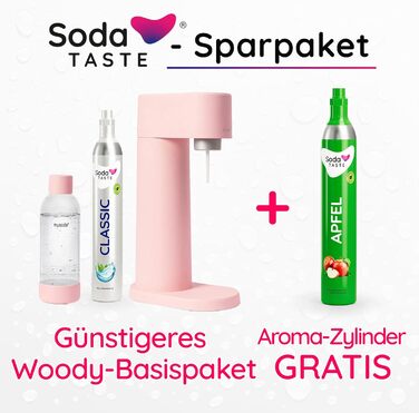 Набір Mysoda Woody: Газований напій з дерева, пластикова пляшка 1л, 2 балончики CO2 (Classic, Apfel)