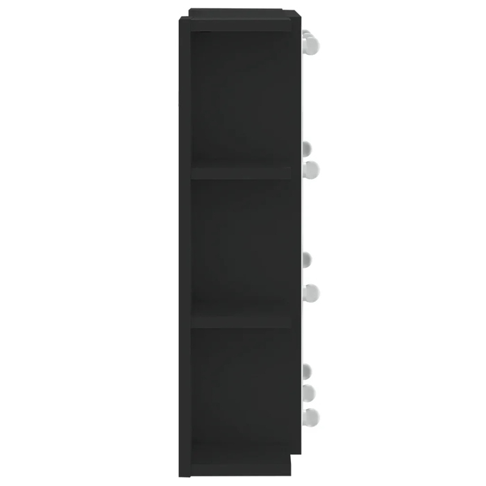 Шафа у ванну кімнату з дзеркалом та LED-підсвіткою, чорна, 70x16,5x60 см