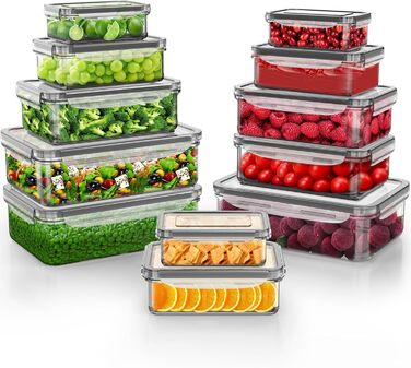 Набір контейнерів для зберігання їжі 12 шт. з кришкою, BPA-Free, для кухні, холодильника, Meal Prep