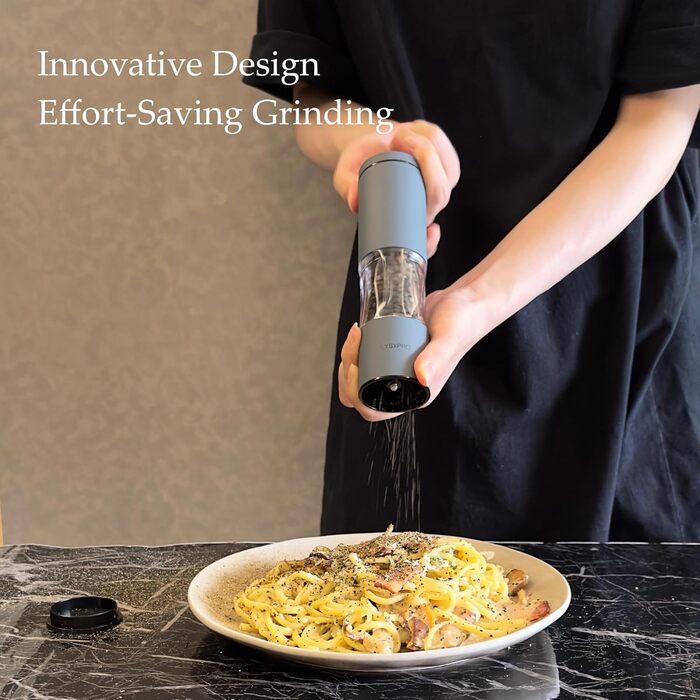 Набір для солі та перцю з регулюванням помелу | Ручна мельниця для перцю з можливістю заправки | Керамічний жорно | Кухонний аксесуар (2 шт., Blaugrau)
