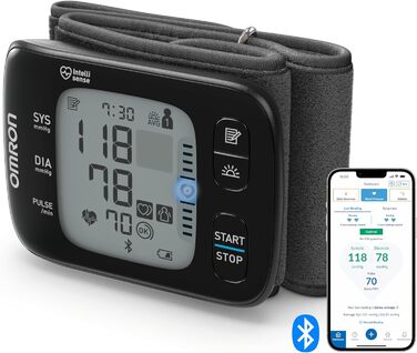 Тонометр на зап'ясті OMRON RS7 Intelli IT з Bluetooth, клінічно перевірений, Testsieger Stiftung Warentest 09/2020