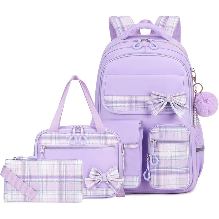 Шкільний набір для дівчаток: рюкзак, ланч-бокс, пенал. 3-ий клас, 4-5 клас, фіолетовий колір