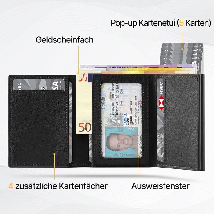 TENBST Wallet for Men with RFID Protection, Slim Wallet with Coin Pocket, 10 Card Holder Money Clip Wallet for Men, Magnetic Wallets for Men, Small Credit Card Case with Gift Box - Black (Black)