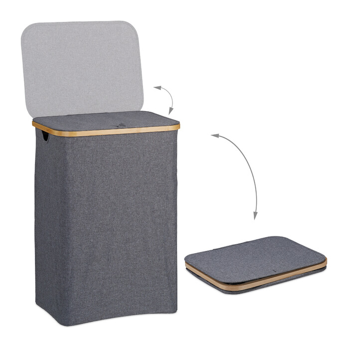 Relaxdays Laundry Basket with Lid, 100 l