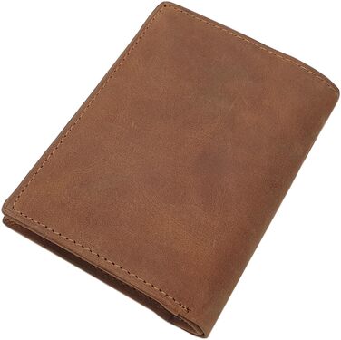 myledershop Genuine Buffalo Leather Wallet/Bifold/Cardholder/Money Clip in Portrait or Landscape Orientation with Wolf Motif and RFID & NFC Protection (Model 1 / Portrait/Cognac)