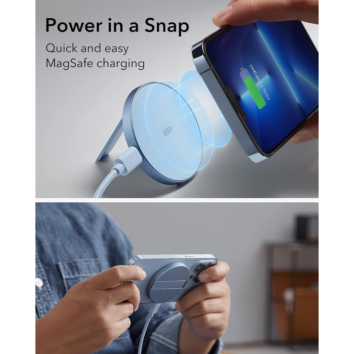 Бездротовий зарядний пристрій ESR MagSafe з підставкою для iPhone 17/16/16 Pro/16 Pro Max/15/14/13, AirPods 4/3/2 Pro, білий (без адаптера живлення)