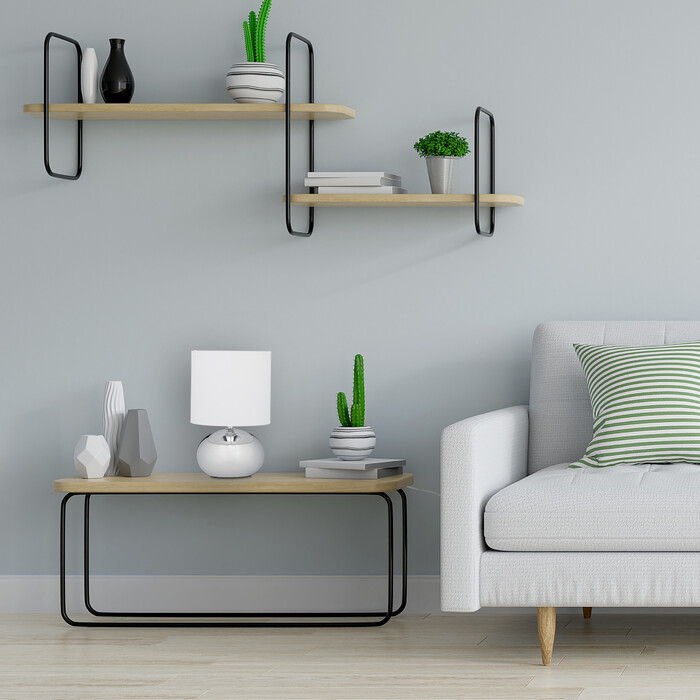 Relaxdays Table Lamp Metal & Fabric