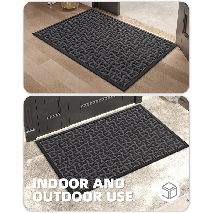 Нековзна килимок для дому та вулиці 61x92 см (сірий), для входу, коридору, зовнішнього простору, легко миється