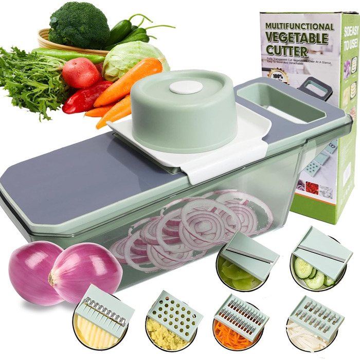 Набір для нарізання овочів та зелені 6-в-1: тертка, нарізач цибулі, кухонні аксесуари