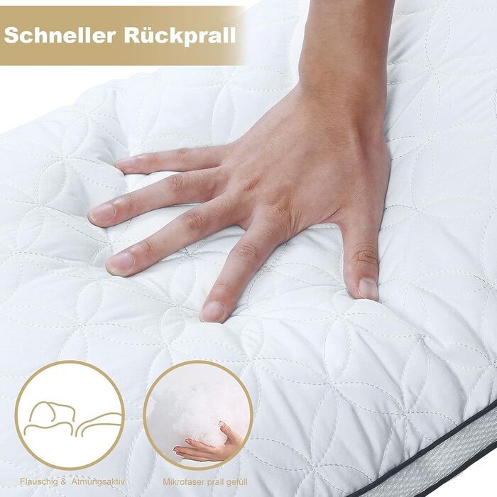 BedStory Pillow 40x80cm 2-Pack Pillows, Sleeping Pillows made of 2X950g Microfibers, Breathable and Washable Bed Pillows, Ideal for Deep and Restful Sleep, Öko-Tex Certified White Black 40x80 (2-Pack)