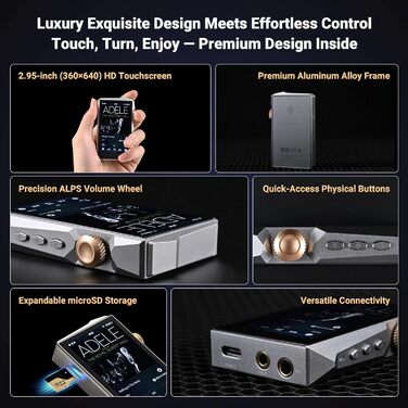 Hidizs AP80 PRO MAX: Hi-Res MP3 плеєр з Bluetooth, Wi-Fi, DLNA, AirPlay, DAC ES9219C, MQA 16X, DSD256, PCM 384kHz, підтримка SD до 2TB, Чорний