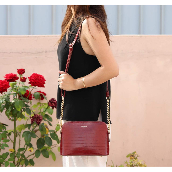 Сумка крос-боді David Jones жіноча зі штучної шкіри (екошкіра) червона з ланцюжком. Вечірня, повсякденна сумка-клатч на блискавці. Елегантний дизайн.