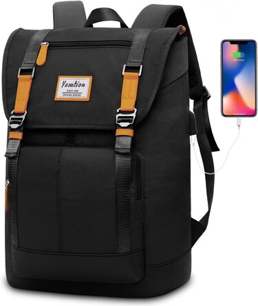 Рюкзак для ноутбука YAMTION для чоловіків, підходить для школи, університету, роботи та подорожей. USB-порт, відділення для ноутбука 17 дюймів.