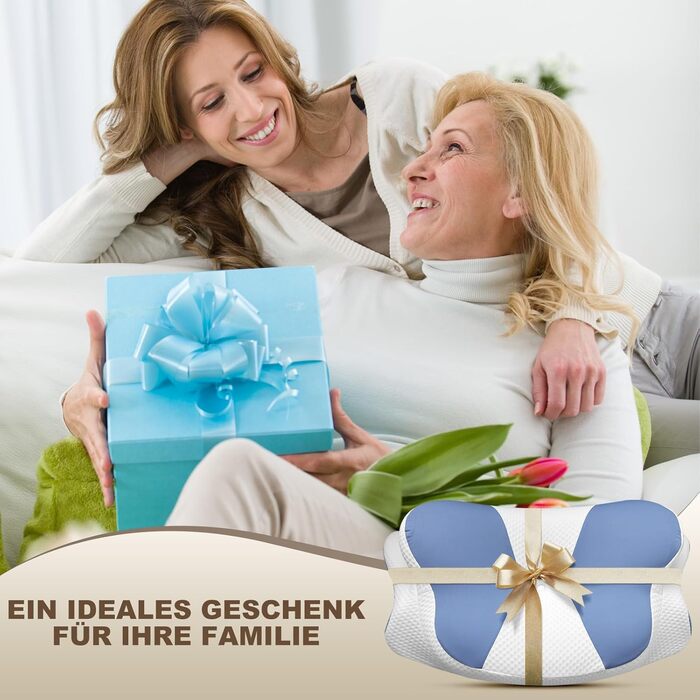 Ортопедична подушка для шиї та плечей, Memory Foam, 66x40x14 см, блакитна. Підходить для сну на спині, боці та животі.