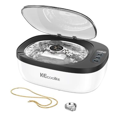 Ультразвукова мийка KECOOLKE для ювелірних виробів, окулярів та монет (чорний/білий) з цифровим таймером