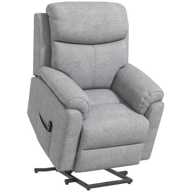 HOMCOM Electric Recliner TV Chair with Lift Assist, 5 Massage Modes, Reclining Function, Massage Chair with Footrest, Linen-Look Fabric, Side Pocket, and Remote Control, for Living Room, Grey | Aosom