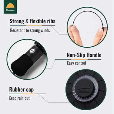 Чакіпі Чакіпі Kompakter Reise Regenschirm: Великий, стійкий до вітру, складаний парасоль для чоловіків та жінок, автоматичний, чорний, 105 см розмах