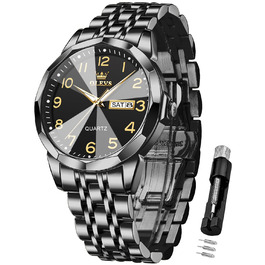 Годинник чоловічий OLEVS Automatik Skeleton Mechanical з автопідзаводом, люкс, з діамантами, сапфіровим склом, вологостійкий, браслет з вольфрамової сталі, 9970g, чорний колір