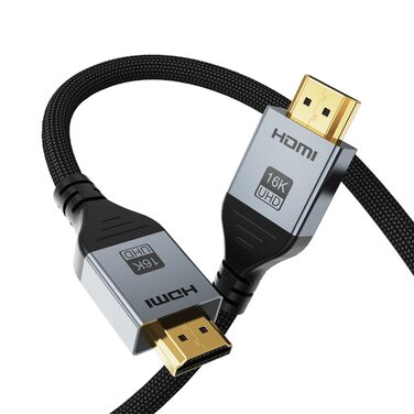 HDMI 2.1 Кабель 1м, 16K HDMI, 96Gbit/s, Підтримка 16K 60Hz, 8K 60Hz, 4K 240Hz, сумісний з PS5/4, Fire TV, ноутбук, ПК