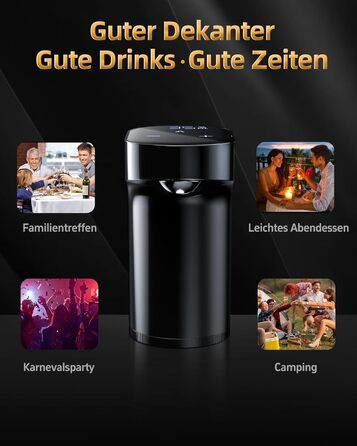 Електричний декантер для вина 5-в-1 з регулюванням дозування, цифровий виливач, автоматичний дозатор вина, чорний | Подарунок