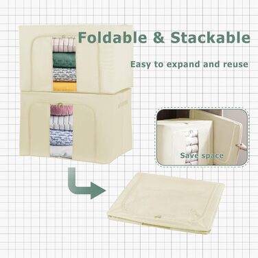 Органайзери для зберігання постільної білизни та одягу 2 шт. - Складані коробки для шафи та гардеробу (Сірий-24L, Хакі-100L)