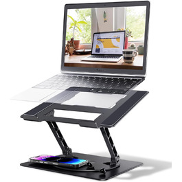 DUCHY Adjustable 360° Swivel Laptop Stand - Ergonomic, Portable, 10kg Capacity, Compatible with MacBook Air/Pro & 17-inch Laptops - New Black